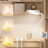 20 LED Klemmlampe, wiederaufladbare Schreibtischlampe, flexible Klemmlampe am Bett, Leselampe mit 3 Beleuchtungsmodi und dimmbarer Helligkeit, fürs von TREETALK