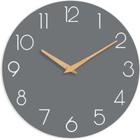25 cm große Wanduhr aus Holz, geräuschlos und tickt nicht, geeignet für Schlafzimmer, Wohnzimmer, Büro, Hotel (grau) von TREETALK