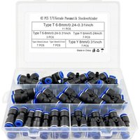 42 x Pneumatische Armatur T/Y/I Gerade Typ Schnellkupplung Druckluft 6mm/8mm Kompressoranschluss mit Box von TREETALK