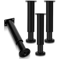 4X Möbelbeine 18-30cm Ausziehbar (Schwarz) Sockelbeine Stützbein Schrankbein Verstellbare Sockelbeine Hotelfüße von TREETALK