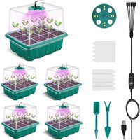 5er-Pack Mini-Gewächshäuser mit Zeitsteuerung – Helligkeit einstellbar – Zimmergewächshaus mit Abdeckung und Belüftung – 10 Etiketten, 2 Werkzeuge von TREETALK