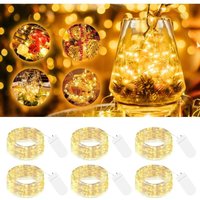 6er Pack LED-Lichterkette mit Batterie, klein, 2 m, 20 LEDs, Silberdraht, Mini-Lichterkette, batteriebetrieben, Mikrodraht, wasserdicht, für 6er Pack LED-Lichterkette mit Batterie, klein, 2 m, 20 LEDs, Silberdraht, Mini-Lichterkette, batteriebetrieben, Mikrodraht, wasserdicht, für von TREETALK