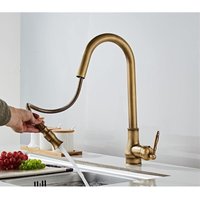 Antiker Küchenhahn aus Messing, 360° drehbarer Küchenmischhahn mit ausziehbarer Brause, Vintage Küchenspülenhahn Antiker Küchenhahn aus Messing, 360° drehbarer Küchenmischhahn mit ausziehbarer Brause, Vintage Küchenspülenhahn von TREETALK