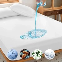 Atmungsaktiv und leise, vinylfrei, weiß mit blauem Tropfenmuster, maschinenwaschbarer Polyesterstoff, wasserdichte Bettwäsche Saubere Ästhetik von TREETALK