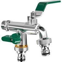 Doppelter Gartenhahn, Außenhahn aus Messing, Wasserhahn mit doppeltem 3/4"-Auslass und 1/2"-Zulauf, frostsicherer Wasserhahn mit Doppelanschluss und Doppelter Gartenhahn, Außenhahn aus Messing, Wasserhahn mit doppeltem 3/4"-Auslass und 1/2"-Zulauf, frostsicherer Wasserhahn mit Doppelanschluss und von TREETALK
