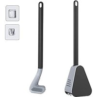 Golf-Toilettenbürste mit Halter und Toilettenbürste, Silikon-Toilettenbürste mit langem Griff (schwarz) von TREETALK