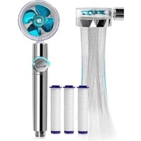 Hochdruck-Handbrause mit Filtern, Vortex Hydro Jet Turbo Propeller, 360 Grad drehbar, einfach zu installieren (blau) von TREETALK