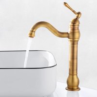 Hoher Badezimmerhahn aus Messing im Vintage-Stil, um 360° drehbarer Mischbatteriehahn, Wasserhahn zum Händewaschen mit heißem und kaltem Wasser Hoher Badezimmerhahn aus Messing im Vintage-Stil, um 360° drehbarer Mischbatteriehahn, Wasserhahn zum Händewaschen mit heißem und kaltem Wasser von TREETALK