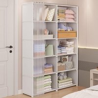 Kleiderschränke, Garderobenständer mit Regalen, mit mehreren Ablageflächen und Vorhängen, für Schlafzimmer und Umkleideräume (Farbe: Weiß) von TREETALK