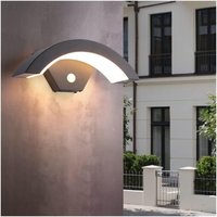 LED-Solar-Außenwandleuchte, moderne, wetterfeste Bogen-Außenwandlampe mit PIR-Bewegungsmelder für Veranda, Gärten, Einfahrten, Haustür, Hof, Garage von TREETALK