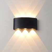 Moderne LED-Innenwandleuchte Warmweiß 6W Schwarze Schale IP65 Wasserdichte Aluminium-Außenwandleuchte von TREETALK