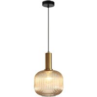 Moderner Kronleuchter, goldene Pendelleuchtenfassung mit bernsteinfarbenem Glasschirm, LED-Pendelleuchte Moderner Kronleuchter, goldene Pendelleuchtenfassung mit bernsteinfarbenem Glasschirm, LED-Pendelleuchte von TREETALK