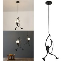 Schwarze Pendelleuchte aus Metall in Menschenform für Wohn-/Schlafzimmer, E27-Fassung (1 Stück) von TREETALK