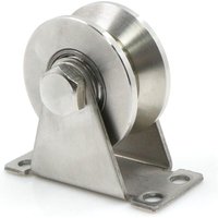 Stahlräder mit V-Nut, Heberolle, Rollen für Stahlseile, Edelstahl-Rolle, V-Nut-Rolle, Rollendurchmesser 48 mm, Tragkraft 150 kg von TREETALK