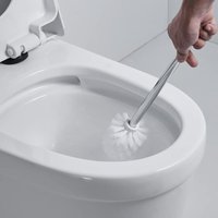 Toilettenbürste und Halter, Badezimmer-Toilettenbürstenset mit Edelstahlgriff und Schüssel aus gehärtetem Glas, Toilettenbürste und Halter, Badezimmer-Toilettenbürstenset mit Edelstahlgriff und Schüssel aus gehärtetem Glas, von TREETALK