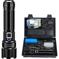 Ultrastarke LED-Taschenlampe, 3000 Lumen, wiederaufladbar, IPX4 wasserdicht, taktische Taschenlampe mit P70-LED, 5 Modi, zoombar, für Camping, Ultrastarke LED-Taschenlampe, 3000 Lumen, wiederaufladbar, IPX4 wasserdicht, taktische Taschenlampe mit P70-LED, 5 Modi, zoombar, für Camping, von TREETALK