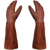 Unisex-Gartenhandschuhe – Paar Gartenhandschuhe – Lederschutz – Gartenhandschuhe für Dornen und Brombeeren und Arbeitshandschuhe – Braun – M von TREETALK
