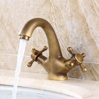 Vintage-Waschtischarmatur, gebürstete Spültischarmatur, Doppelgriff-Badezimmerarmatur mit 60 cm Schlauch Vintage-Waschtischarmatur, gebürstete Spültischarmatur, Doppelgriff-Badezimmerarmatur mit 60 cm Schlauch von TREETALK