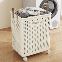 Wäschekorb mit Rädern, großer faltbarer Wäschewagen mit Rädern, sanft gleitender Wäschekorb, multifunktionaler Organizer für schmutzige Kleidung, 38 Wäschekorb mit Rädern, großer faltbarer Wäschewagen mit Rädern, sanft gleitender Wäschekorb, multifunktionaler Organizer für schmutzige Kleidung, 38 von TREETALK