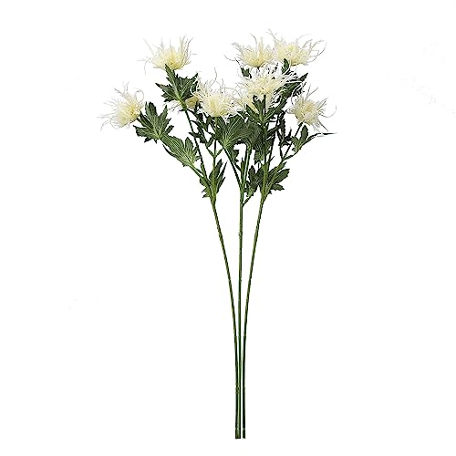Künstlicher Distel-Blumenstrauß mit 3 Zweigen, Künstliche Eryngien-Pflanzen, Künstliche Disteln mit Langen Stielen, Simulation von Seestechpalmen, Fühlt Sich Echt An, Künstliche Pflanzen,(Weiss) von TREETDOBV