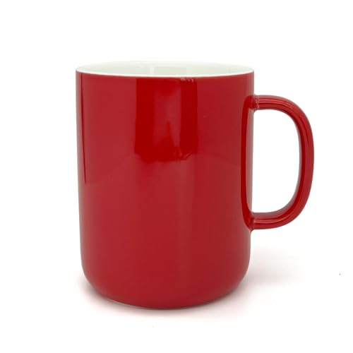 TREEWOO Keramik Kaffeetasse schlank und minimalistisch Design Solid Color 330 ml für Büro- und Heim -Mikrowellen- und Geschirrspüler sicher (Rot) von TREEWOO