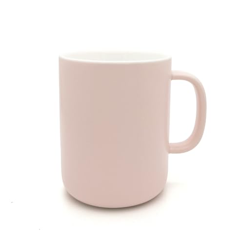 TREEWOO Keramik Kaffeetasse schlank und minimalistisch Design Solid Color 330 ml für Büro- und Heim -Mikrowellen- und Geschirrspüler sicher (Mattrosa) von TREEWOO