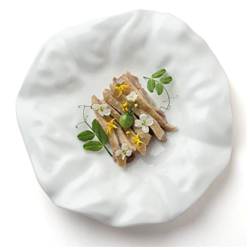 TREGOO speiseteller Ceramic Tableware Irregular White Ceramic Western Plate Creative Pleated Paper Plate Restaurant Fruit Plate Dumpling Plate von TREGOO