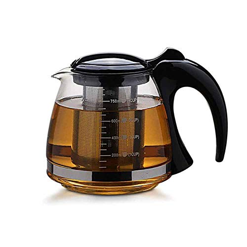 TREGOO teekannen Kreatives Design Glas Teekanne 750ml, Mode Glas Teekanne for Tee-Blumen mit abnehmbarem Stahl Infuser Filter Teekessel von TREGOO