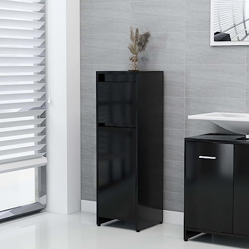 TREISL Badezimmerschrank, schwarz, 30 x 30 x 95 cm, 1 Schublade aus Spanplatte, Badezimmerschrank, großer Stauraum, Badezimmermöbel, klassischer Stil, multifunktionale Möbel für Küche, Waschküche, von TREISL