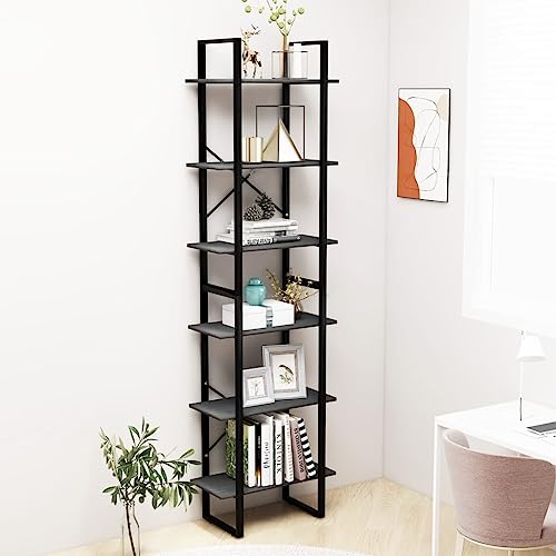 TREISL Bücherregal aus Holz für Bücher, vertikales Regal, Möbelschrank, Bücherregal für Wohnzimmer, Schlafzimmer, Küche, bietet viel Platz, grau, 60 x 30 x 210 cm von TREISL