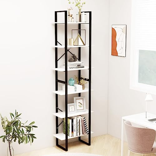 TREISL Bücherregal aus Holz für Bücher, vertikales Regal, Möbelschrank, Bücherregal für Wohnzimmer, Schlafzimmer, Küche, bietet viel Platz, weiß, 60 x 30 x 210 cm von TREISL