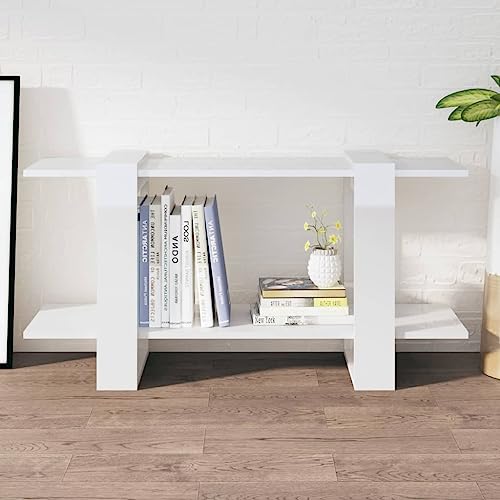 TREISL Bücherregal aus Holz für Bücher, vertikales Regal, Schrank, Raumteiler für Wohnzimmer, Schlafzimmer, Küche, bietet viel Platz, Weiß glänzend, 100 x 30 x 51 cm von TREISL