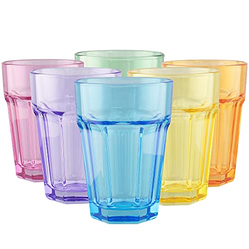 TREND FOR HOME Rainbow Gläser set 6 Teilig Bunte Wassergläser 425 ml Trinkgläser Bunt Longdrinkgläser Cocktailgläser Saftgläser Trinkgläser Groß Caipirinha Gläser Farbig | Alva von TREND FOR HOME