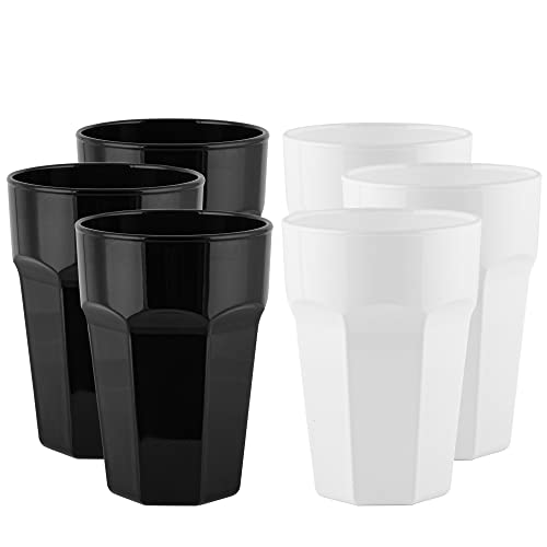 TREND FOR HOME Trinkgläser Bunt 425 ml Eiskaffee Gläser set 6 Teilig Gläser Schwarz Gläser Weiß Cocktailgläser Set Bunte Gläser Wassergläser Bunt Trinkgläser Groß | Gigi Black&White von TREND FOR HOME