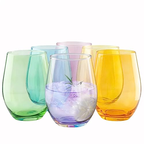 TREND FOR HOME Cocktailgläser 624 ml Bunte Gläser Set von 6 Sektgläser Longdrinkgläser Wassergläser Eiskaffee Bunt Dessertgläser Trinkgläser Groß Saftgläser | Phoebe Rainbow von TREND FOR HOME