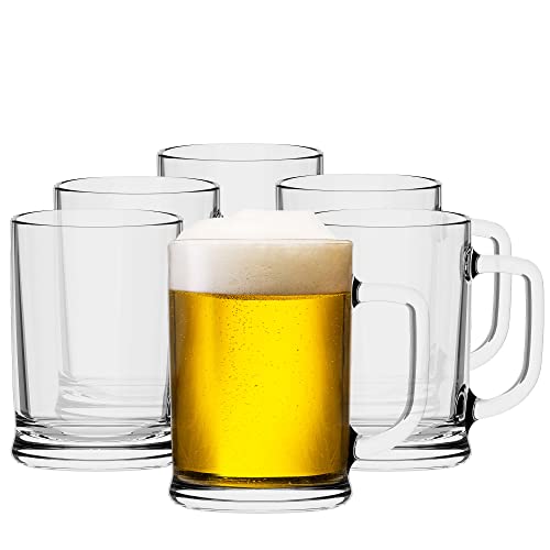TREND FOR HOME Bierkrug Set mit Handlichem Griff Glaskrug | 0,5 Liter | 6 Stück | Biergläser mit Eichung Biermaßkrug Glas Maßkrug Transparent | Spülmaschinenfest | Kollektion Ulf von TREND FOR HOME