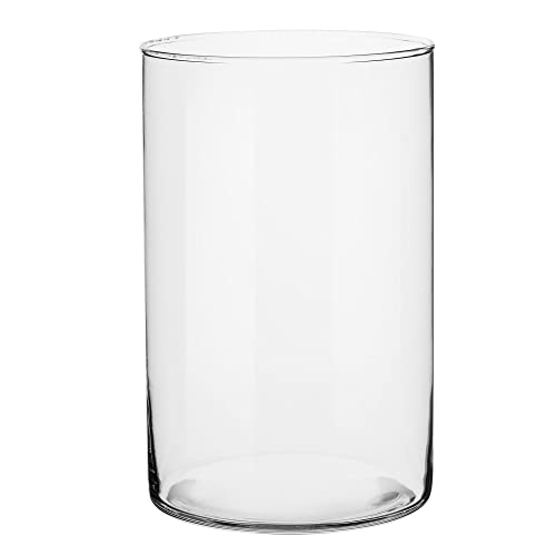 TREND FOR HOME Blumenvase Gross 21.5 cm Glasvase Gross Zylinder Vase Tulpen Vase Groß Deko Vase Hoch Glaszylinder mit Boden Große Vase Kerzengläser Glasvasen Klarglas Rund | Ø 13.5 cm | Fleur von TREND FOR HOME