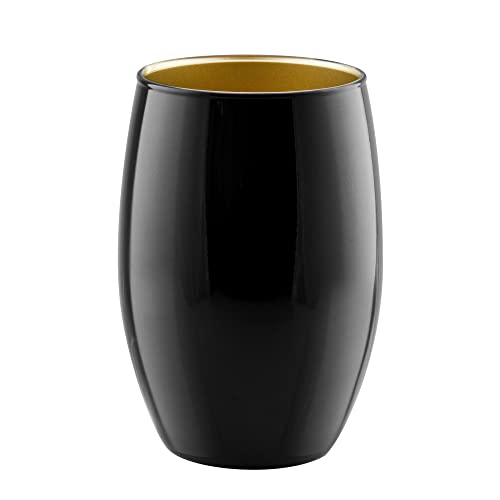 TREND FOR HOME Blumenvase Schwarz H: 19.8 cm Vase Schwarz Gold Glasvase Rund Vase Tulpen Vase für Pampasgras Schwarz Deko Vase Schwarz Kerzenständer | ⌀ 14 cm | Amarilis Great Gatsby | Schwarz/Gold von TREND FOR HOME