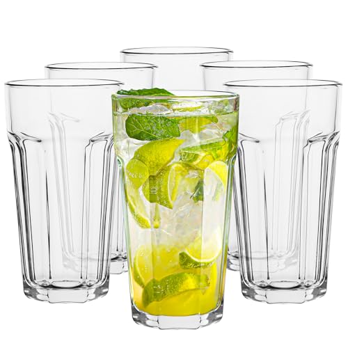 TREND FOR HOME Cocktailgläser Groß Trinkglas Caipirinha Gläser | 630 ml| Set von 6 | Cocktail Highball Wasser Glässerset XXL Tumblers Retro Design | Spülmaschinenfest | Kollektion Alva | Transparent von TREND FOR HOME