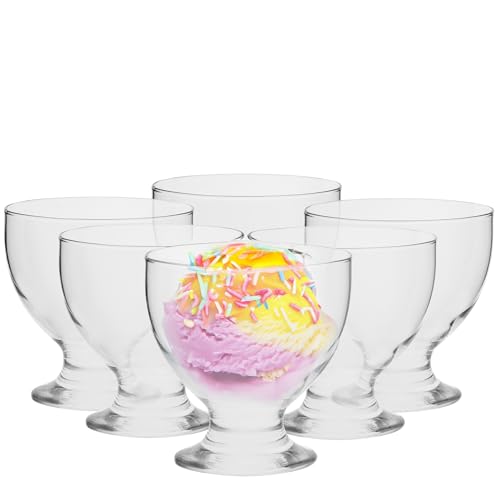 TREND FOR HOME Eisbecher Glas Dessertschalen Glas | 475 ml | Set von 6 | Dessertgläser auf Fuß Glasschüssel Eisbecher Glas Servierschalen Dessertbecher Klarglas | Kollektion Tord (Transparent) von TREND FOR HOME