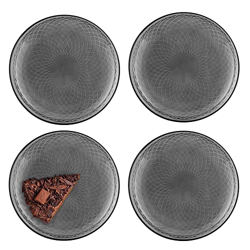 TREND FOR HOME Geschirrset 4 Personen Teller Set aus Glas Dessertteller Frühstücksteller Servierteller Kuchenteller Salatteller Bunt | 4 Stück | Ø 17.4 cm | Geometrische Muster | Alisse Smoky von TREND FOR HOME