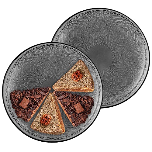 TREND FOR HOME Geschirrset von 2 Tortenplatte Servierplatte Pizzateller Kuchenplatte Geschirr Set Kuchenteller Glasplatte Dessertteller Bunt | Ø 30 cm | Geometrische Muster | Alisse Smoky von TREND FOR HOME