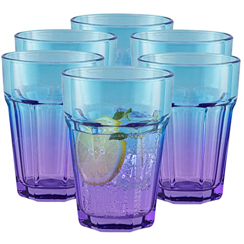 TREND FOR HOME Bunte Gläser Set 6 Teilig Bunte Wassergläser 425 ml Trinkgläser Blau Lila Longdrinkgläser Cocktailgläser Saftgläser Farbig Trinkgläser Groß Caipirinha | Gigi Dreamy Sunset von TREND FOR HOME