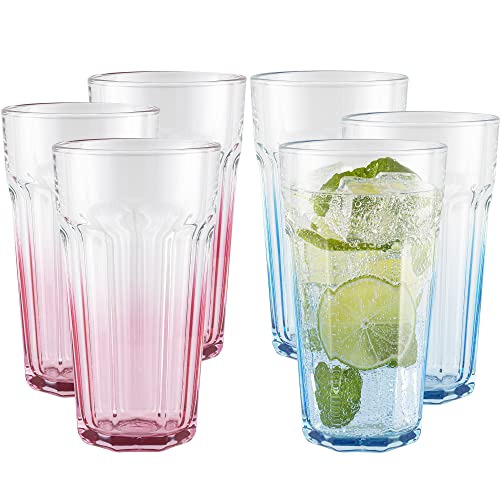 TREND FOR HOME Gläser XXL Bunt 6er Set Trinkgläser 630 ml Cocktailgläser Groß Wassergläser Set Bunt Longdrinkgläser Glas Tumbler Bunte Gläser Caipirinha Trinkglas | Gigi Secret Pastels von TREND FOR HOME