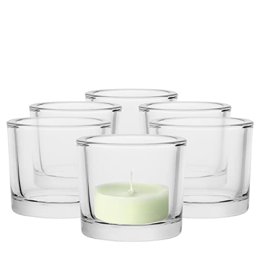 TREND FOR HOME Kerzenhalter Set Teelichthalter Glas Teelichtgläser | Set von 6 | Tischdeko Hochzeit Kerzengläser Teelichtglas Behälter Teelichtglas | Collection Luna | 9x9x8 cm | Transparent von TREND FOR HOME