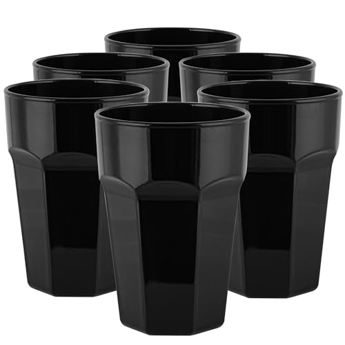 TREND FOR HOME Schwarze Gläser Set 6 Teilig Trinkgläser Groß 425 ml Cocktailgläser Set Longdrinkgläser Eiskaffee Gläser Groß Bunte Gläser Trinkgläser Schwarz Eiskaffee Gläser | Gigi Piano Black von TREND FOR HOME