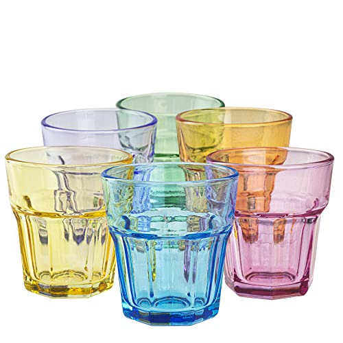 TREND FOR HOME Bunte Trinkgläser 6er Set, 280 ml kleine Trinkgläser für Kinder, Regenbogengläser, farbige Wassergläser, spülmaschinenfest von TREND FOR HOME