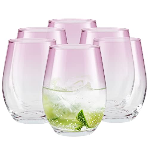 TREND FOR HOME Trinkgläser Set 580 ml Bunt Bunte Gläser Set von 6 Rosa Trinkgläser Groß Wassergläser Cocktailgläser Soft Drink Tumblers | Rosa | Phoebe Secret Pastels von TREND FOR HOME