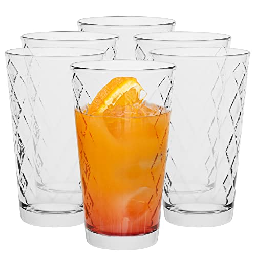 TREND FOR HOME Trinkgläser Set Wassergläser Set Longdrink Dekorierte Gläser | 370 ml | Set von 6 | Highball Glas Wasserglas Saftglas Longdrinkbecher Longdrinkglas | Spülmaschinenfest Kollektion Lotte von TREND FOR HOME