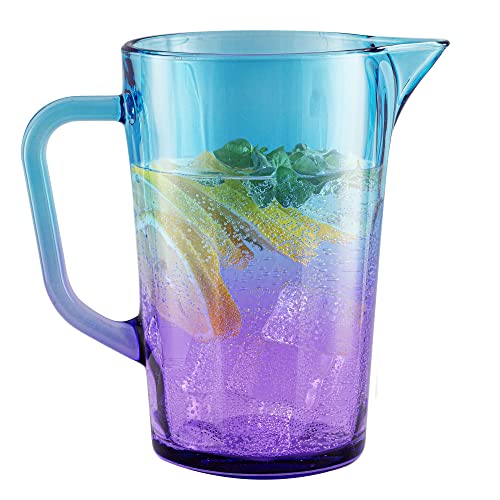 TREND FOR HOME Wasserkaraffe Glas 1 Liter mit Handlichem Griff Bunt Wasserkrug 19 cm Glaskanne Blau Lila Glaskrug Wasserkanne Glaskaraffe Glas Carafe Pitcher Glaskanne 1l Bunte | Gigi Dreamy Sunset von TREND FOR HOME